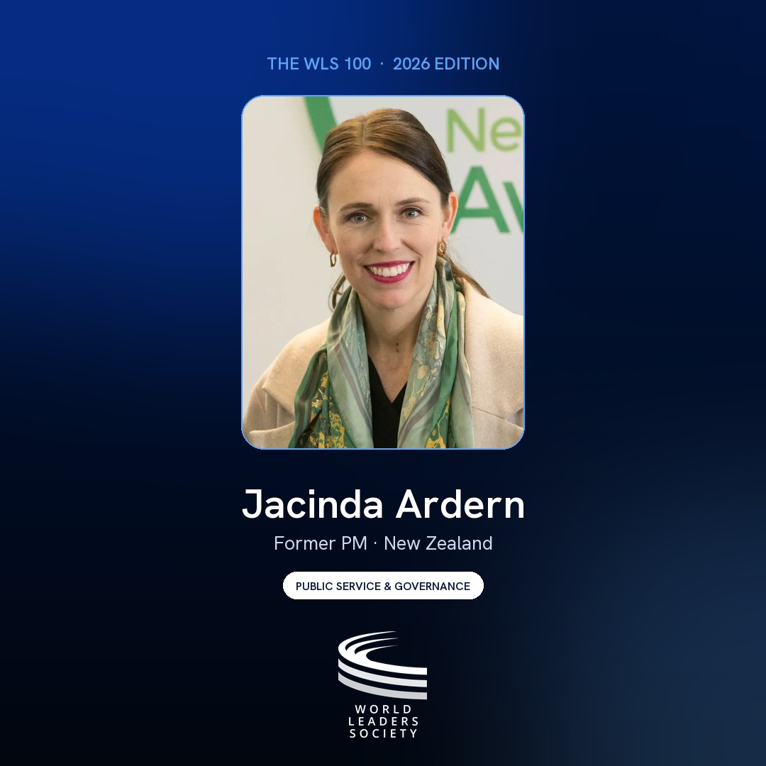 WLS 100 badge · Jacinda Ardern