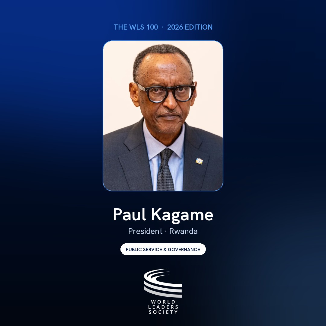 WLS 100 badge · Paul Kagame